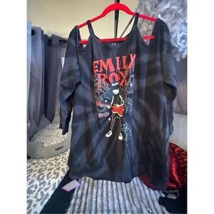 Torrid cold shoulder emily the strange tie dye ombre sweatshirt top shirt